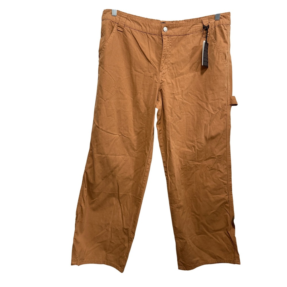 Forever 21 Womens XL Brown Cotton Canvas Carpenter Utility Pants NWT